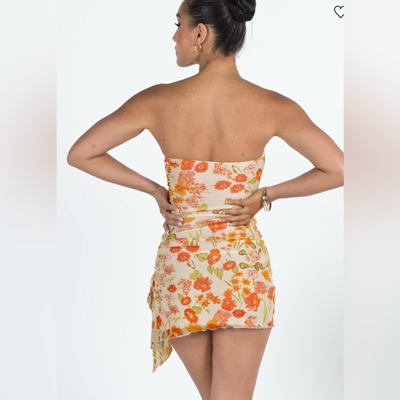 Princess Polly Strapless Floral Dress - Yellow and Red - Picture 4 of 7